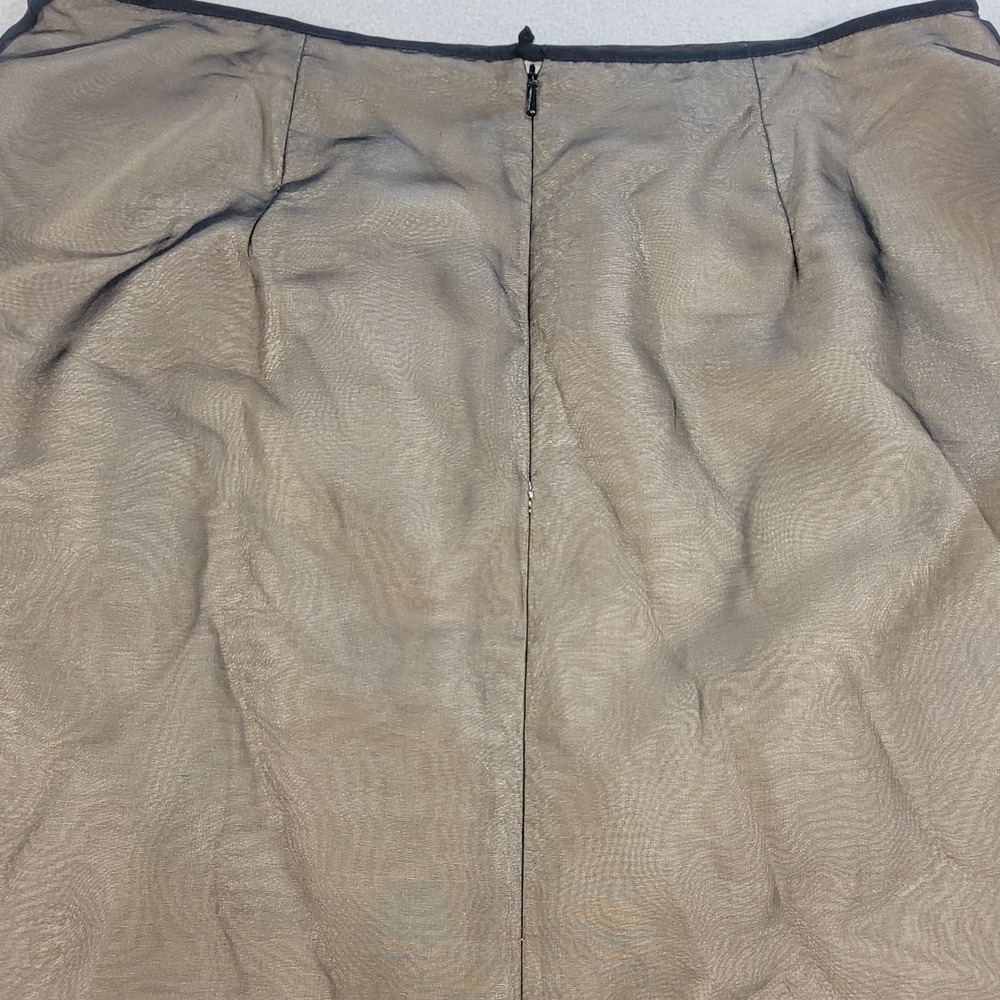 Vintage Y2K Donna Morgan Skirt Silk Floral Applique Mesh Black Beige Women's 12 - Picture 7 of 8